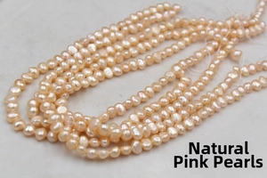 Macro detail of natural orange pink baroque freshwater pearls for jewelry making