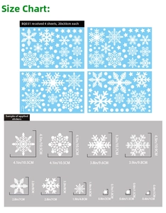 Detailed size specifications for 20x30cm white snowflake glass window stickers set