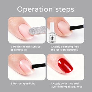 Nail prep step-by-step guide with file, 12ml primer and base coat application process