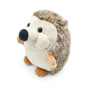 Cute lifelike hedgehog plush toy with soft brown fur and cream-colored underbelly