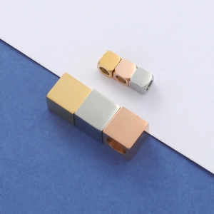 Square stainless steel spacer beads in gold, rose gold and silver for DIY jewelry making