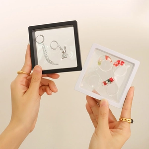 Transparent PE film jewelry suspension display box in black and white frames