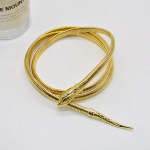 Close-up of gold snake metal chain with detailed scale texture for waist or neck