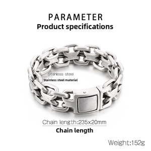 Industrial vintage stainless steel curb chain bracelet details with width 20mm 152g