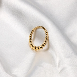 Minimalist 18k gold plated stainless steel ring with gradient beaded ball design