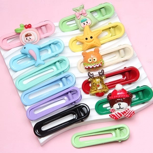 Seamless Metal Duckbill Hair Clips Glossy Alloy Lacquer Colorful U Shaped Hairpins For Women Girls