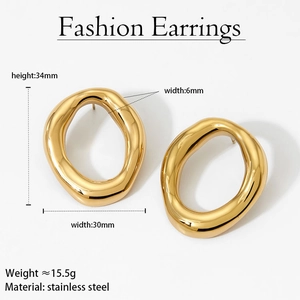 Detailed size and weight specs for gold irregular geometric stainless steel earrings