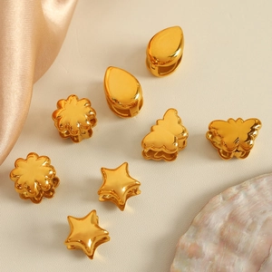 Stainless Steel Gold Plated Butterfly Star Flower Teardrop Ear Clips For Women Non-Pierced Minimalist Earrings Fashion Jewelry