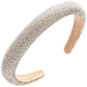 Vue détaillée de la doublure en velours rembourrée et du serre-tête serti de strass