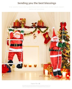 50cm Santa Claus figurines climbing rope and ladder for festive holiday decoration