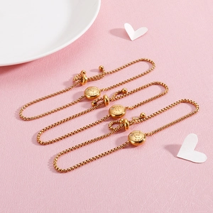 Adjustable gold zodiac bracelets with Capricorn, Aquarius and Pisces engraved pendants