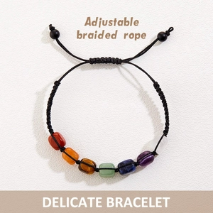 7 Chakra stone braided rope bracelet with natural tiger eye and crystal beads for yoga