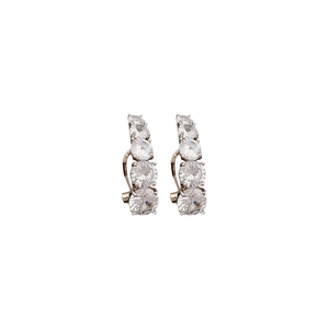 Boucles d'oreilles courbées en argent avec des zircons cubiques clairs de taille dégradée