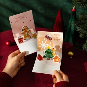 3D pop-up Christmas cards featuring gingerbread man and tree with holiday decorations