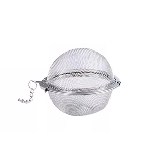 Stainless steel tea infuser ball with fine mesh and hanging chain for loose tea and spices