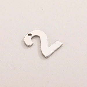 Pendentif chiffre 2 en acier inoxydable poli argenté pour la création de bijoux DIY