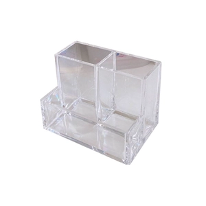 Organisateur de bureau en acrylique transparent avec trois compartiments de rangement