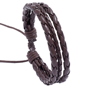 Bracelet En Cuir PU Tressé Cordon De Cire Réglable Style Punk Rétro Bijoux Multi Couches Pour Hommes Femmes