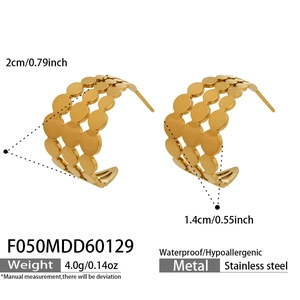 Dessin technique montrant les dimensions des boucles d'oreilles créoles en acier doré