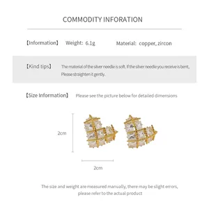 Spécifications détaillées des boucles d'oreilles cœur en zircon avec tige en argent