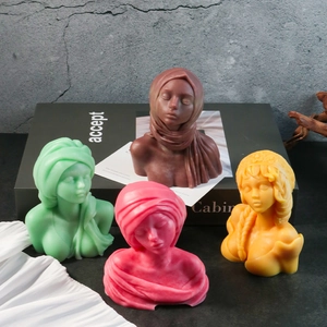 Girl Bust Portrait Silicone Candle Mold 3D Female Figure DIY Handmade Aromatherapy Soap Plaster Crafting Reusable
