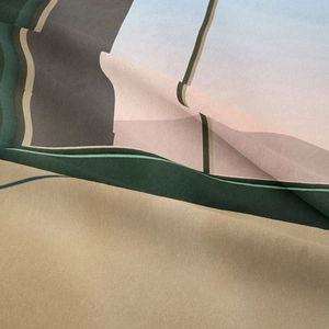 Detail shot of modern geometric pattern on soft textile fabric with premium texture