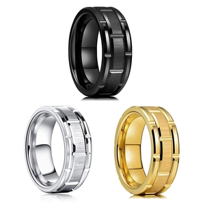 Titanium Steel Ring Brushed Surface Grooved Edge Industrial Style Band For Men Women Fashion Jewelry Comfort Fit Ring