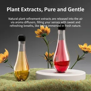 Sleek essential oil bottles with gold and red liquid on decorative floral stand