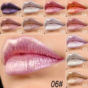 Chameleon Schimmer Liquid Lipstick Set mit 12 Metallic Pearl Glitter Lipgloss Farben