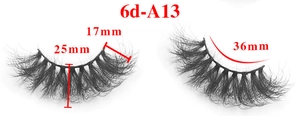 Detailed view of 6D-A13 messy false eyelashes with 17mm and 25mm length dimensions