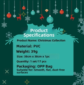 PVC Christmas stickers set of 17 pieces with dimensions 38cm for festive window decor