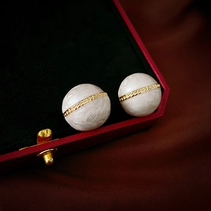 Vintage Geometric Ball Stud Earrings Alloy Enamel Gold Plated With 925 Sterling Silver Earring Post Elegant Women