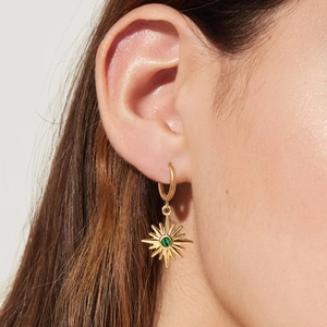 Retro-Ohrringe aus 18K vergoldetem Edelstahl mit grünem Malachit-Stein für Damen