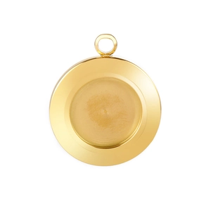 Golden stainless steel round pendant tray with brushed texture for DIY jewelry making