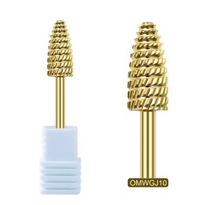 Macro di punte per fresa unghie dorate con trama a spirale per manicure professionale