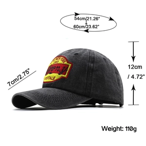 Casquette de baseball rétro en coton lavé avec broderie Aero New York 1865