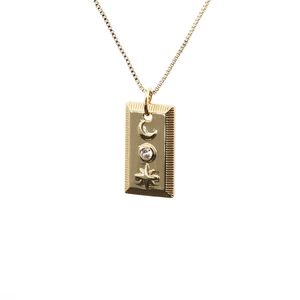 Goldene Stern- und Mond-Tarot-Halskette mit Boxkette und Zirkonia-Inlays für Damen