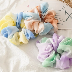 Chiffon Tie Dye Scrunchies Große Farbverlauf Haargummis Elastische Stoff Pferdeschwanzhalter Für Frauen Süßer Stil