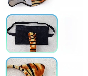 Detailed view of tiger costume set featuring soft velvet texture and elastic bands