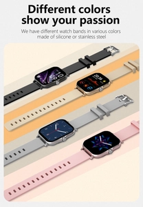 Selection of silicone and stainless steel watch bands in black beige grey and pink colors