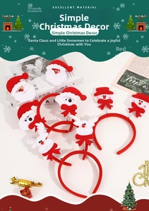 Detailed view of Christmas headbands with spring-mounted Santa, snowman and deer figures