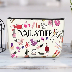 Blumige Canvas Kosmetiktasche für Nagellack mit Reißverschluss und großem Stauraum
