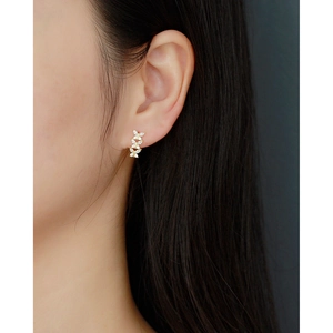 Luxurious S925 silver U-shaped butterfly stud earrings with sparkling zircon crystals
