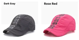 Detail view of breathable mesh texture in Dark Gray and Rose Red on printed flat caps