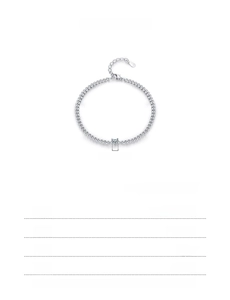 Detailed specs of s925 silver bracelet featuring a 4mm single heart zircon stone