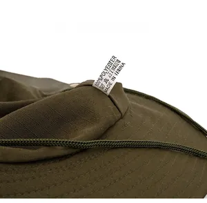 Detail of the internal wash label and durable polyester fabric of this sun hat