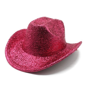 Sparkly rose red sequin western cowboy hat for festive parties and stage performances