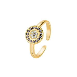 Anello regolabile in argento S925 occhio del diavolo con zirconi blu e bianchi dorati