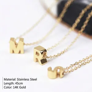 Minimalist 14K gold-plated stainless steel letter pendant necklace set for women