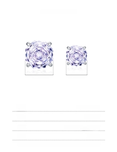 Size comparison of 8mm and 6mm rose cut purple crystal studs in 925 sterling silver